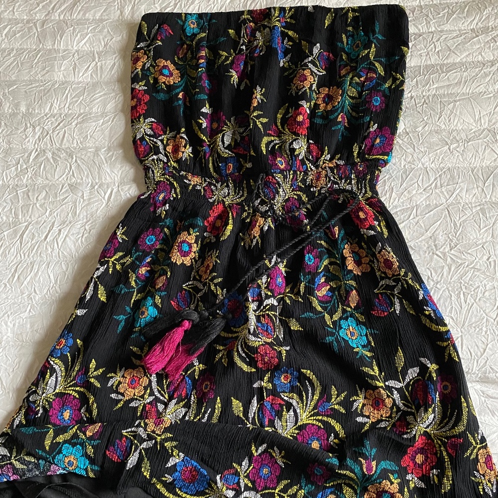 Black floral tube top mini